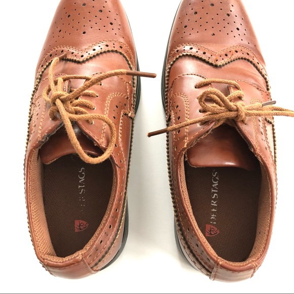 Deer Stags “Ace” Style Lace Up Brown Boys Shoes - Picture 6 of 10